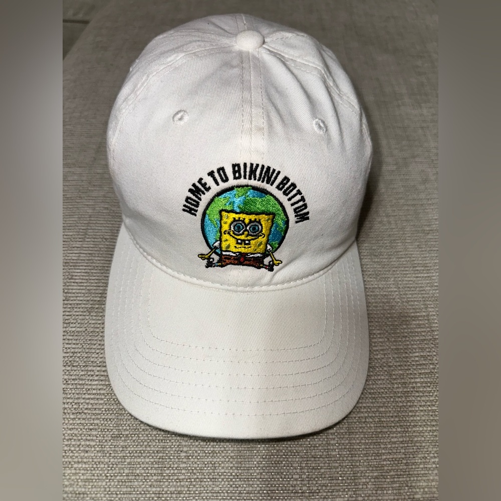 SpongeBob Squarepants White Hat with Yellow & Blue Embroidered Logo